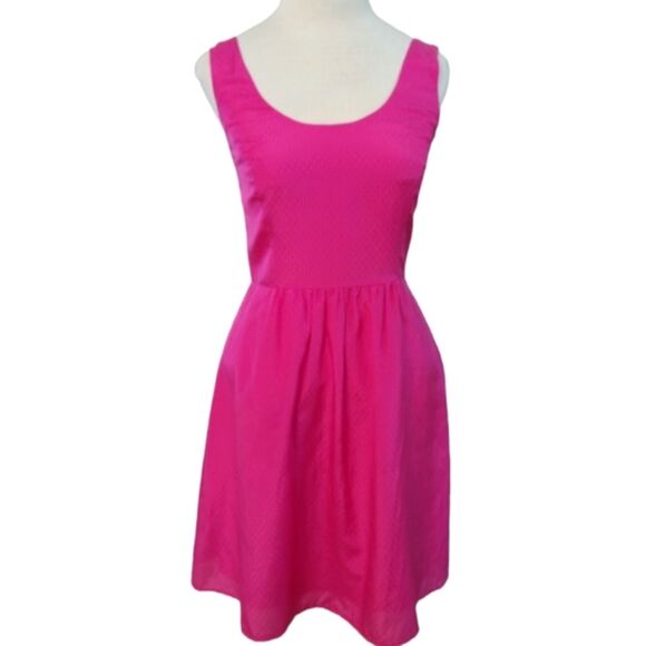 Vineyard Vines Pink Dobby Sleeveless Dress Silk Blend BARBIE size 0 - Picture 1 of 10